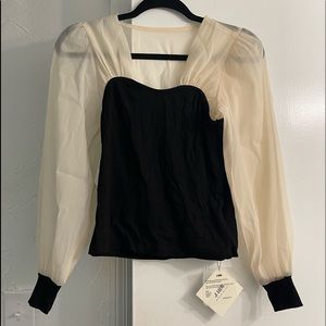 J.ing sheer long sleeve top. NWT.